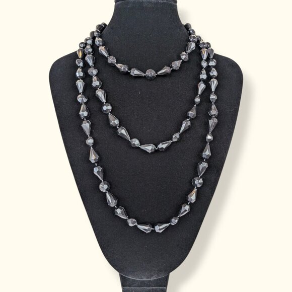(2/$20) Long Black Beaded Infinity String Necklace - Picture 1 of 4